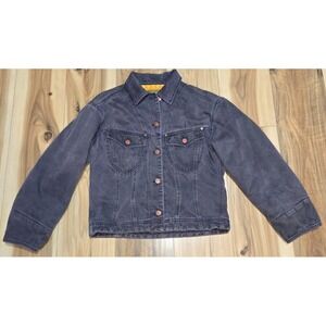 Anthology Denim by Benetton Denim Jacket Women Black Size 42 Blanket Lined Italy